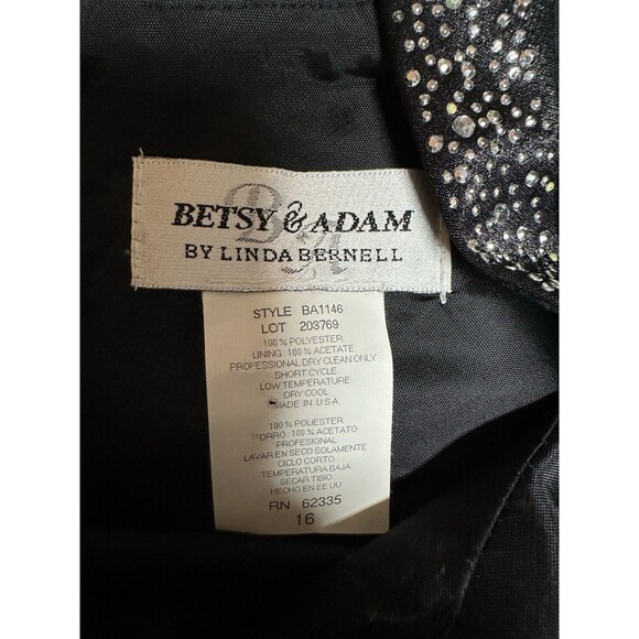 Vintage Betsy & Adam Satin Embellished Top 16 Shell Black Sexy Quiet Luxury USA - Picture 6 of 8
